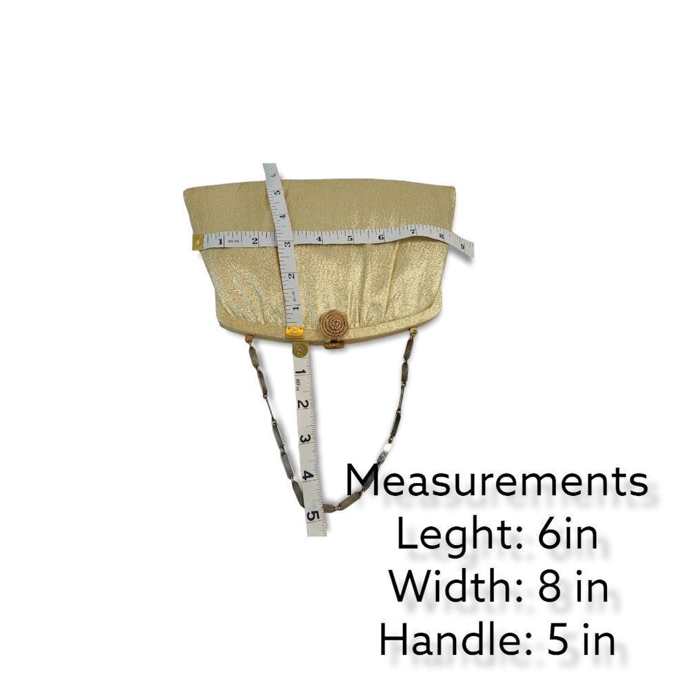 Harry Lavine Women's Gold Metalic Clutch Handbag W/ Chain Handles & Clasp Close. - Picture 14 of 14